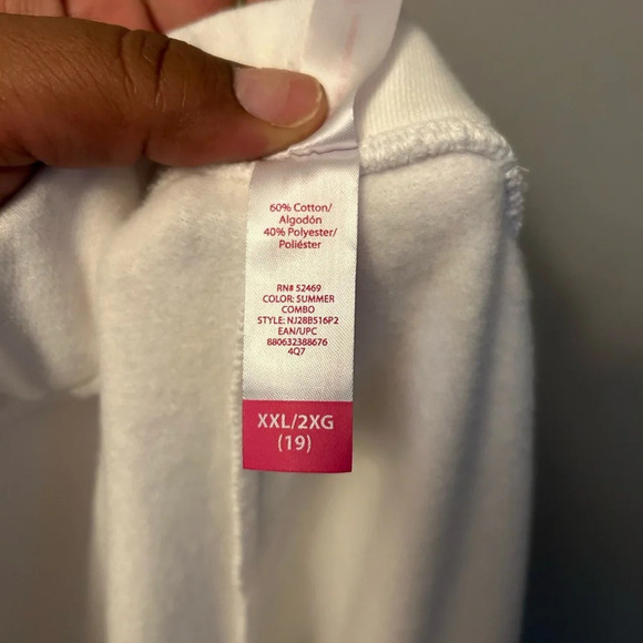 White summer lounge fleece shorts - pull on style Bermuda length summer print - Picture 6 of 9